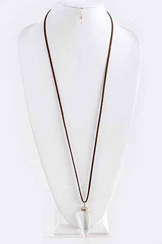 KARMAS CANVAS SEMI PRECIOUS STONE PENDANT LONG NECKLACE (Clear)