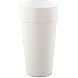 Dart 24J16 3.7 Inch Top and 2.6 Inch Bottom Diameter 6.9 Inch Height 24-Ounce White Foam Cup 20-Pack (Case of 25)