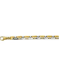 9mm Fancy Two Tone Gold Link Bracelet 8"