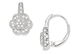 14K White Gold Diamond Leverback Earrings