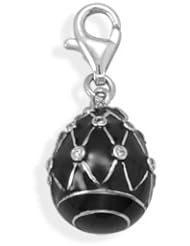 Rhodium Plated Egg Charm with Lobster Clasp