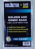 Golden Age Comic Book Bags w/Resealable Tape (Qty = 1 pack of 100)