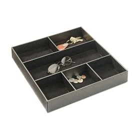 <b>Dresser Valet -Black Faux Leather- 6 Compartments</b>