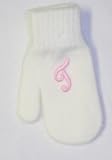 One Size for Ages 0-4 Years White Magic Mitten with Customer Chosen Pink Monogram Letter