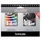 Lexmark International Products - Photo Print Cartridge, Combo Pack, Black/Tri-color - Sold as 1 PK - Twin-pack includes a 43XL Color Print Cartridge and 44XL Black Print Cartridge. Cartridges are designed for use with Lexmark X4850, X4875, X4950, X4975, X7675 and X9350 All-in-One.