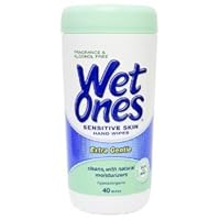 Wet Ones Sensitive Skin Hands & Face Wipes, 40 Count Canister