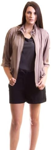 Rayon Zipper Casual Jacket Taupe Plus Size XL