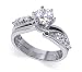 Jewelry : Rhodium Plated .925 Sterling Silver Band Round Cut Cubic Zirconia Ring