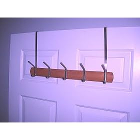 Bathroom towel hook Wood OVER DOOR RACK coat & hanger