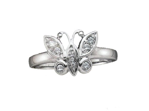 Beautiful White Gold Diamond Butterfly Ring