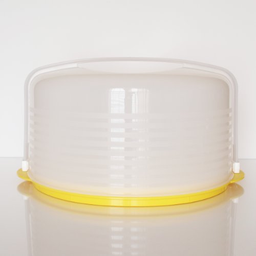 Tupperware Round Cake Taker W/yellow Base