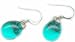 Baerreis - Original Hand Crafted Artisan Fused Art Glass Earrings - Aqua Glass w/ Copper Wire Work, Sterling Silver