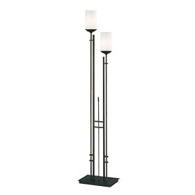 Lite Source LS-81000 Wallace 2-Lite Floor Lamp, Dark Bronze with Frosted Glass Shade