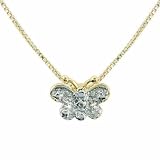 Vermeil (24k Gold over Sterling Silver) Genuine Diamond Accent Butterfly Pendant/Slide