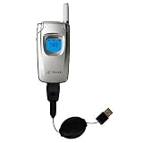 Retractable USB Cable for the Samsung SPH-A540 with Power Hot Sync and Charge capabilities - Gomadic Brand w/ TipExchange Technology