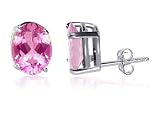 Adorning Oval Pink Topaz Gemstone .925 Sterling Silver 9 MM X 7 MM Stud Post Earrings