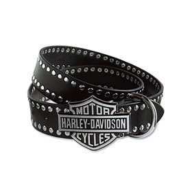 Harley-Davidson® Men's Bar & Shield Logo Plaque with Studs. Italian top-grain, waterproof leather. 99544-04VM