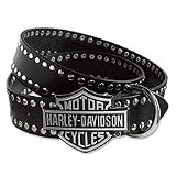 Harley-Davidson® Men's Bar & Shield Logo Plaque with Studs. Italian top-grain, waterproof leather. 99544-04VM