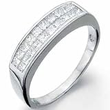 14kt White Gold Double Row Princess Diamond Wedding Band