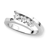 14K White Gold 3 Stone Channel Set Princess Cut Diamond Ring (0.50 ctw, G-H, SI)