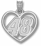 Jimmie Johnson Driver Number 48 Heart Pendant - Sterling Silver Jewelry