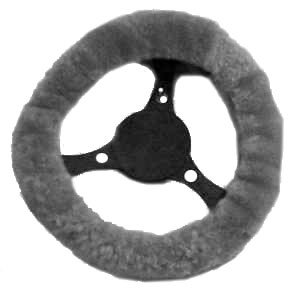 Geniune Sheep Skin Steering Wheel Cover - Gray