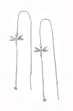 Sterling Silver CZ Accented Dragonfly Dangle Earrings