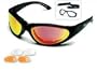 Body Specs Sunglasses or Goggles BSG Matte Black Frame with Red Mirror, Light Rust, and Clear 3 Lens Set