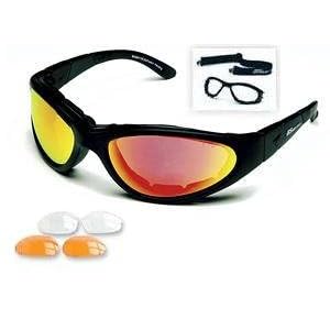Body Specs Sunglasses or Goggles BSG Matte Black Frame with Red Mirror, Light Rust, and Clear 3...