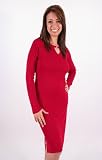 Sale Red Knit Dress Long Sleeve Ribbed Designer Retails $250 S or M
