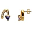 14K Yellow Gold Tanzanite and Diamond Earrings