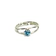 Rhinestone Adjustable Birthstone Fashion Ring for March, Aquamarine