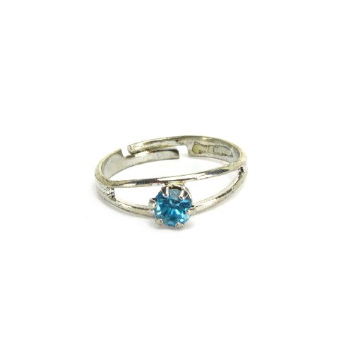 Rhinestone Adjustable Birthstone Fashion Ring for March, Aquamarine