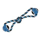 Grriggles 15-Inch Rope and Rubber Dog Rope Figure 8 Toy, Bluebird