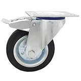 プレスキャスター 自在車（ゴム（B入）車） Wストッパー付 150mm（プレスキャスター）