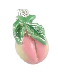 Fresh Georgia Peach Vintage Style 925 Sterling Silver and Enamel Traditional Charm or Pendant