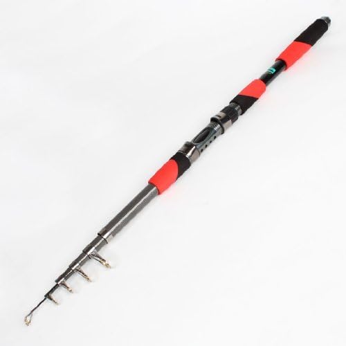 Negro Rojo 6 Secciones Foam Grip Coated retráctil de fibra de carbono caña de pescar 2.8M