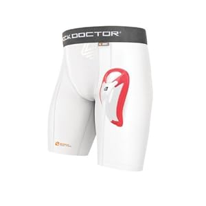 Shock Doctor Boy's Compression Short with BioFlex Cup (Small, White)