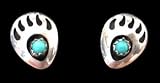 Small Bear Paw Post Earrings in Sterling Silver and Turquoise, #1285