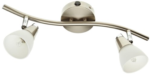 Reality Leuchten R8821-07 Halogen-Deckenspot, inkl. 2x G9, mit Drehgelenken, in nickel matt, Glas in wei&szlig;