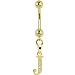 Solid 14k Yellow Gold Cz Initial J Belly Ring