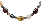 Tiger Eye, Quartz and Cultured Brown Pearl Necklace