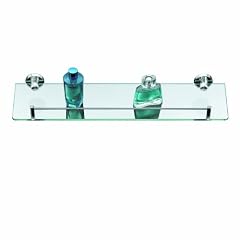 Axxentia Bad 282101 Badablage, verchromt, mit Glasboden und Reling, 50 x 14 cm