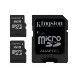 Kingston SDC/2GB-2P1A 2GB MicroSD Flash Card - Twin Pack One Adapter, 2 Piece (Black)