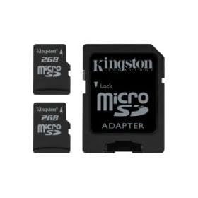 Kingston SDC/2GB-2P1A 2GB MicroSD Flash Card - Twin Pack One Adapter, 2 Piece (Black)