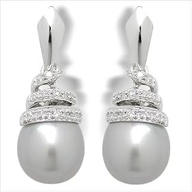 14K white gold Fresh Bella Freshwater cultured pearl earrings by American Pearl Jewelers