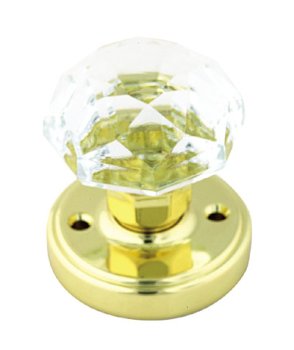 Amerock Crystal 2 3/16" Latching Passage Door Knob Set (Pair) Bright Brass