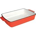 Cast Iron Cookware to Tableware Rectangular Roasting Dish (Orange) - 36 x 21 x 6.5cm - Offers attractive presentation from the oven to the table