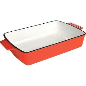 Cast Iron Cookware to Tableware Rectangular Roasting Dish (Orange) - 36 x 21 x 6.5cm - Offers attractive presentation from the oven to the table