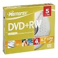 Memorex DVD+RW 4.7GB 4X 5PK Slim Jewel Case